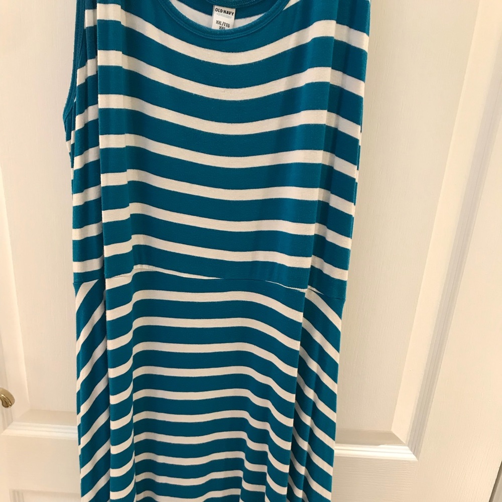 Teal Striped Skater Sundress